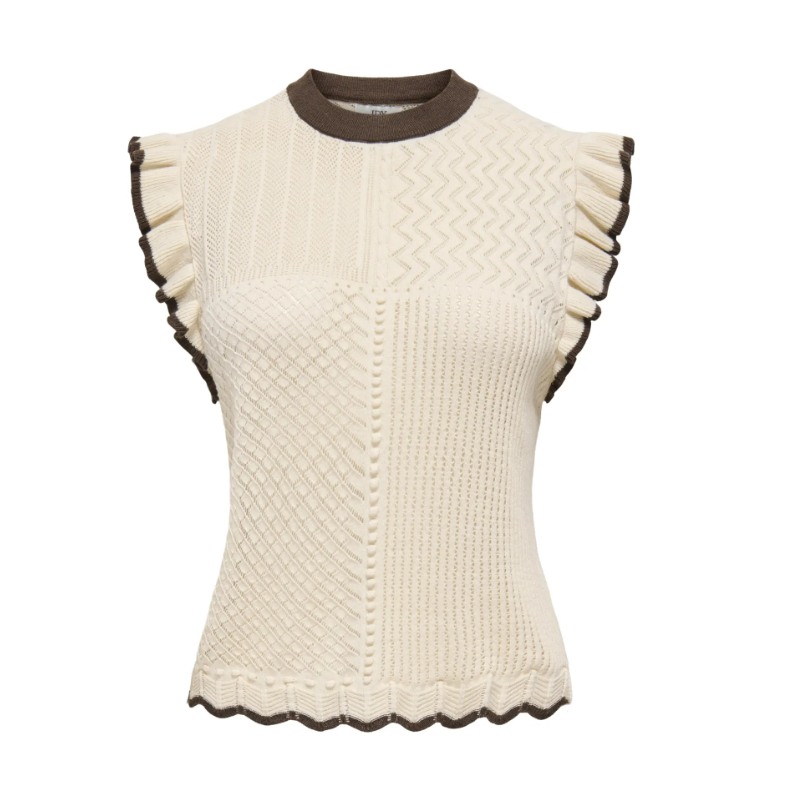 JDY Violet strik flæse pullover - Birch/ Bracken