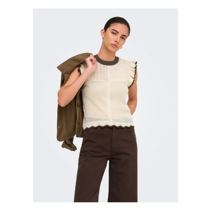 JDY Violet strik flæse pullover - Birch/ Bracken