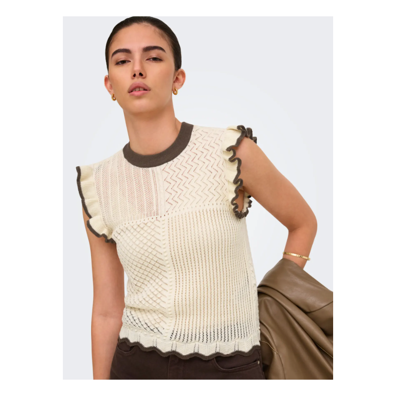 JDY Violet strik flæse pullover - Birch/ Bracken