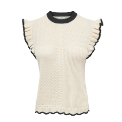 JDY Violet strik flæse pullover - Birch/ Black