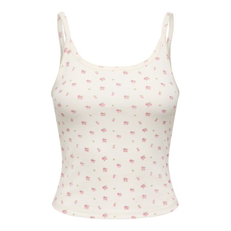 ONLY Eve singlet top - Cloud Dancer/ Pink Tulle