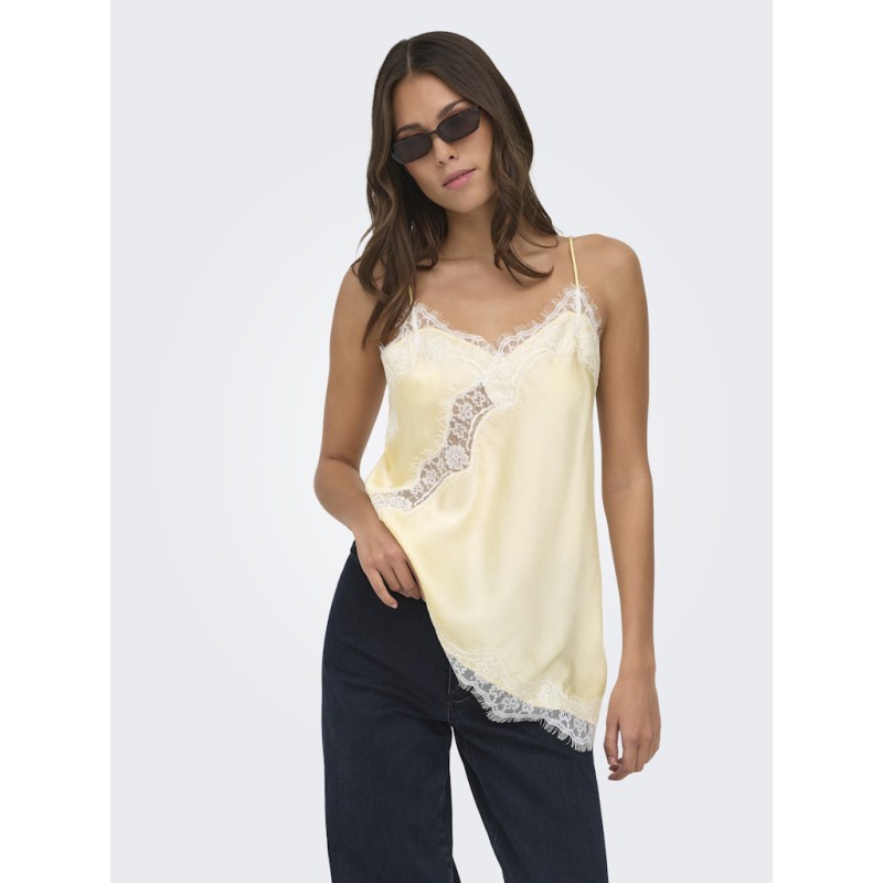 JDY Fifi Asym. Lace Top - Double Cream