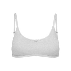 ONLY Carla pointelle scooped bralette - Light Grey Melange