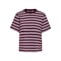 ONLY Livina kortærmet stribet t-shirt - Burgundy TRIPLE