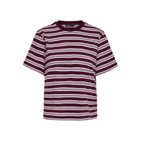 ONLY Livina kortærmet stribet t-shirt - Burgundy TRIPLE