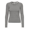 JDY Fransiska langærmet stribet rund hals bluse - Cloud Dancer BLACK
