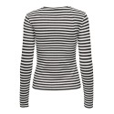JDY Fransiska langærmet stribet rund hals bluse - Cloud Dancer BLACK