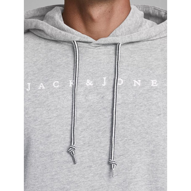 JACK & JONES SWEAT HOODIE - LIGHT GREY/ NAVY BLAZER