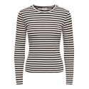 JDY Fransiska langærmet stribet rund hals bluse - Cloud Dancer COFFEE BEAN