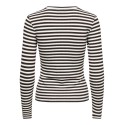 JDY Fransiska langærmet stribet rund hals bluse - Cloud Dancer COFFEE BEAN