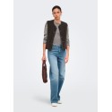 JDY Fransiska langærmet stribet rund hals bluse - Cloud Dancer COFFEE BEAN