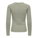 JDY Fransiska langærmet stribet rund hals bluse - Cloud Dancer DARK OLIVE