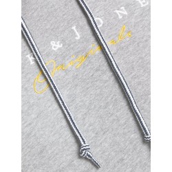 JACK & JONES SWEAT HOODIE - LIGHT GREY/ NAVY BLAZER