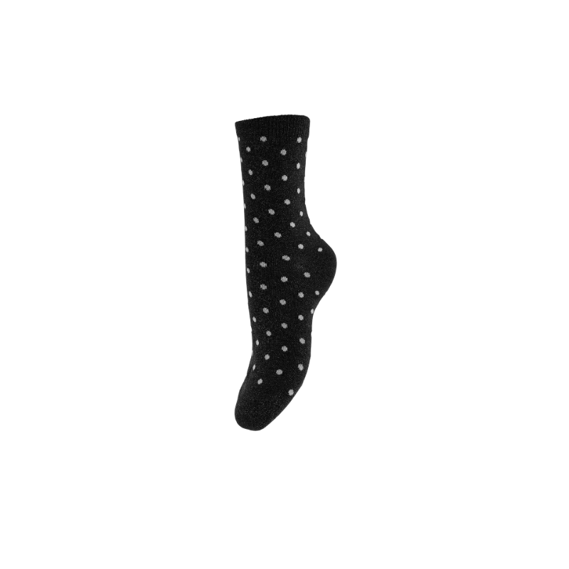 PIECES Ebby glimmer prikket strømper - Sort SILVER DOTS