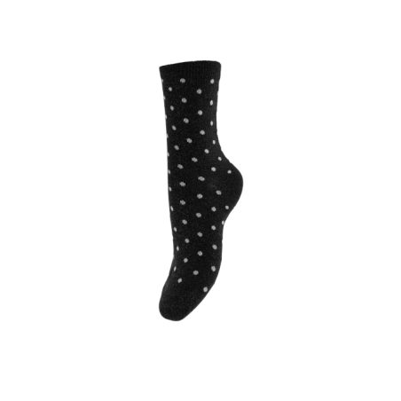 PIECES Ebby glimmer lang prikket strømper - Sort SILVER DOTS
