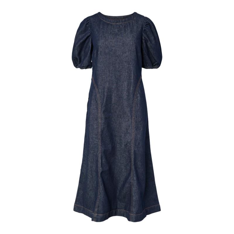 PIECES Pam 2/4 midi kjole - Dark Blue Denim