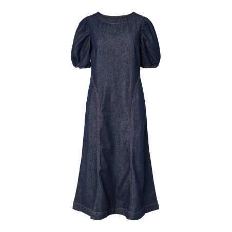 PIECES Pam 2/4 midi kjole - Dark Blue Denim