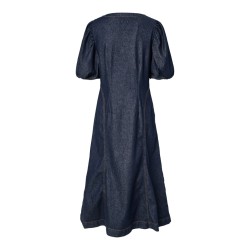 PIECES Pam 2/4 midi kjole - Dark Blue Denim
