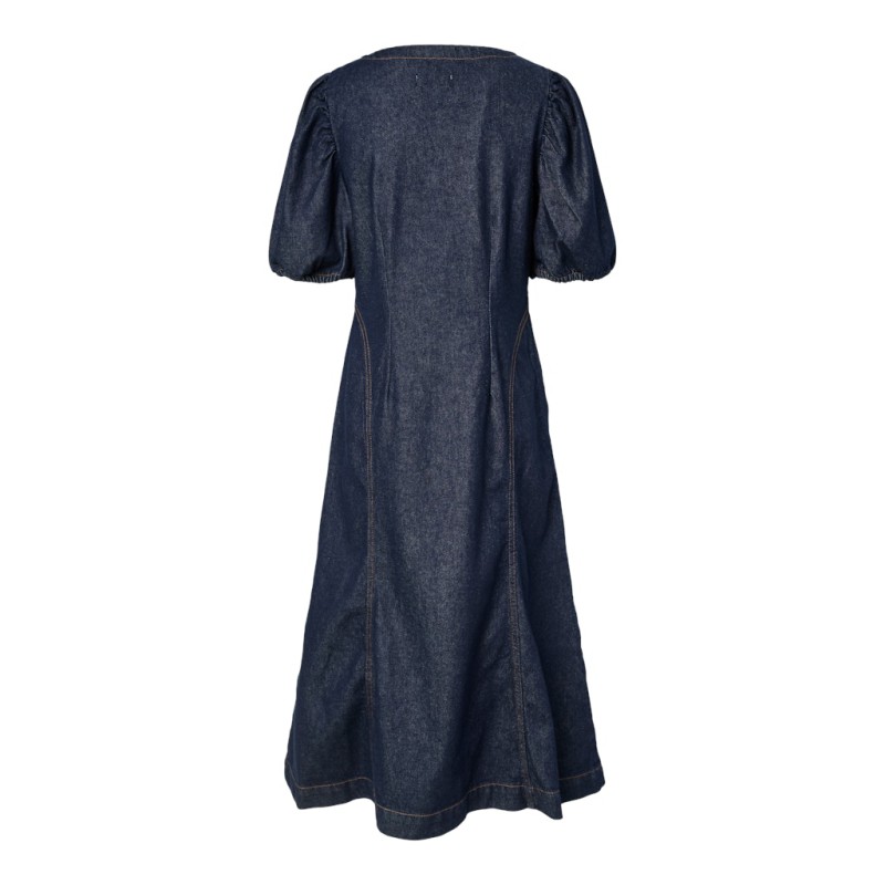 PIECES Pam 2/4 midi kjole - Dark Blue Denim