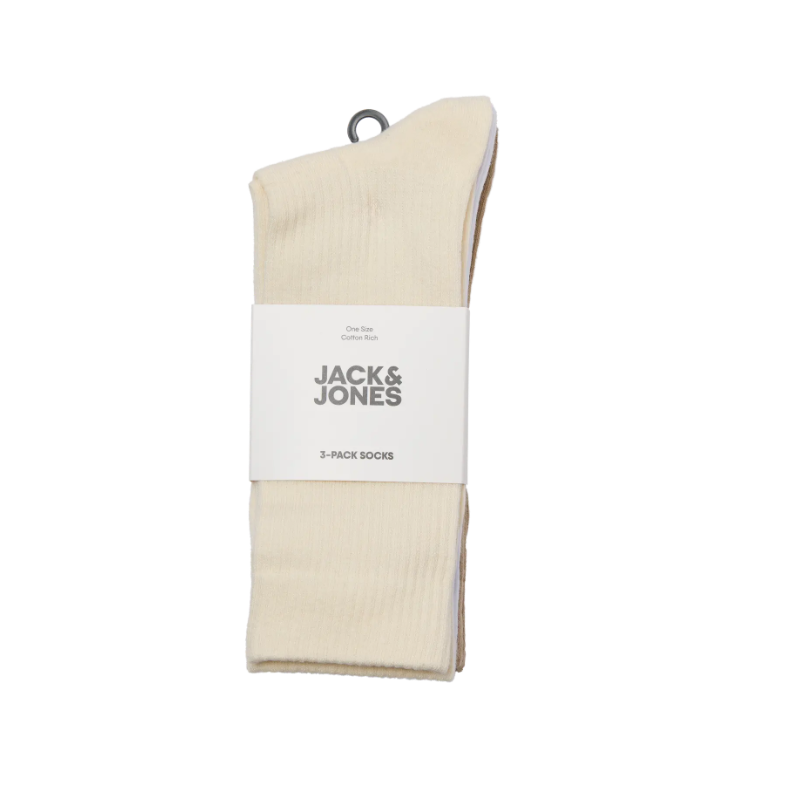 JACK & JONES Norrebro tennis  3-pak strømper - Antique White Feather Gray