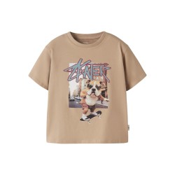 NAME IT Mini Laus kortærmet regular t-shirt - Sesame
