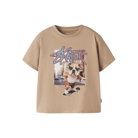 NAME IT Mini Laus kortærmet regular t-shirt - Sesame
