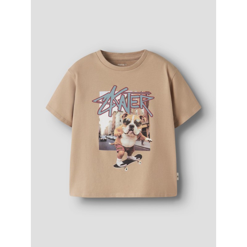 NAME IT Mini Laus kortærmet regular t-shirt - Sesame