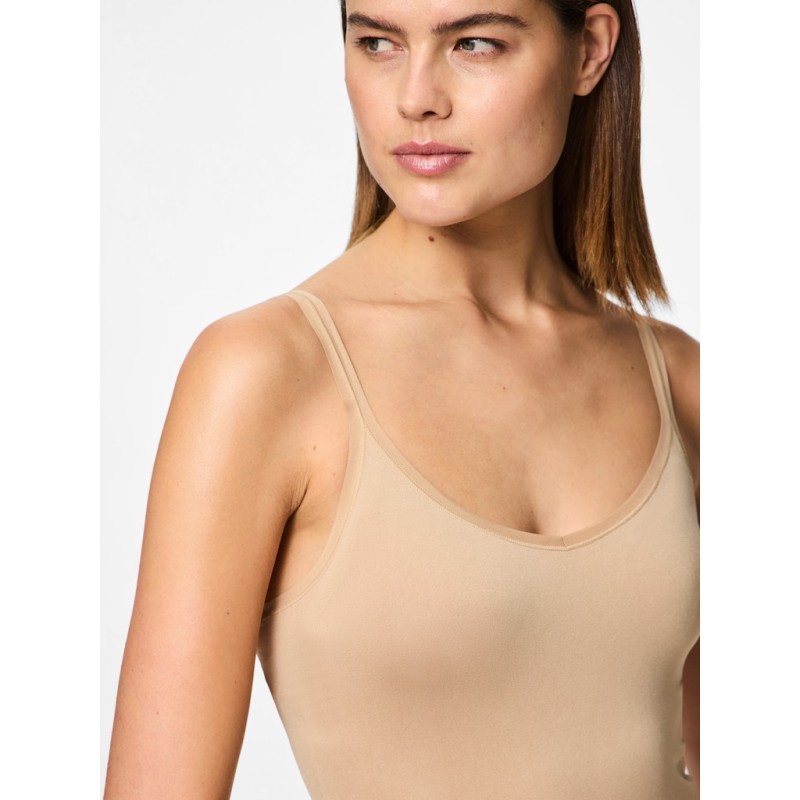 PIECES Ballroom lang singlet - Natur