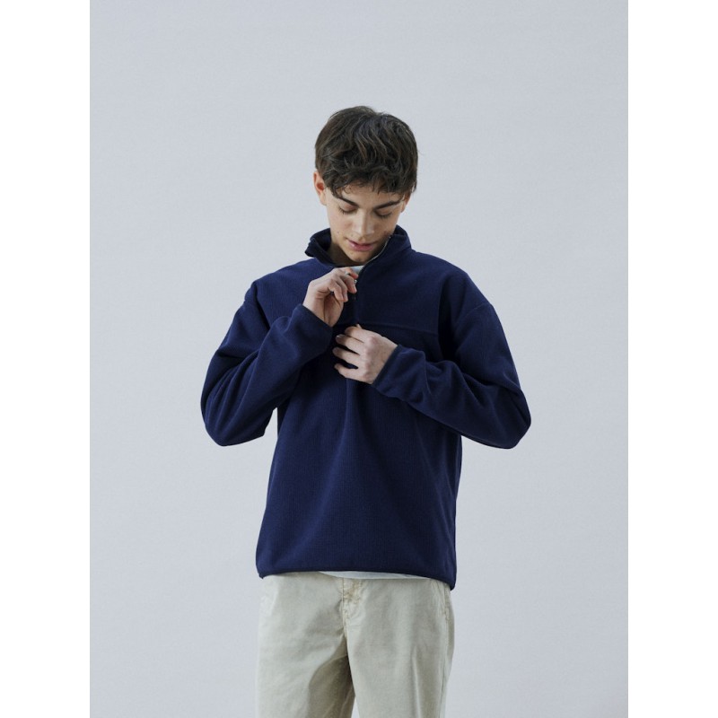 LMTD Nooa langærmet half zip fleece overtrøje - Dark Sapphire