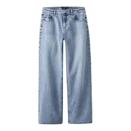 LMTD Bett brede mellem talje denim jeans - Light Blue Denim