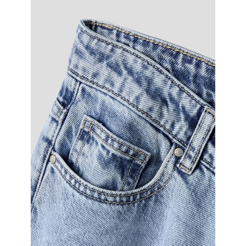 LMTD Bett brede mellem talje denim jeans - Light Blue Denim