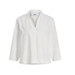JJXX Caro poplin langærmet bluse - Blanc de Blanc