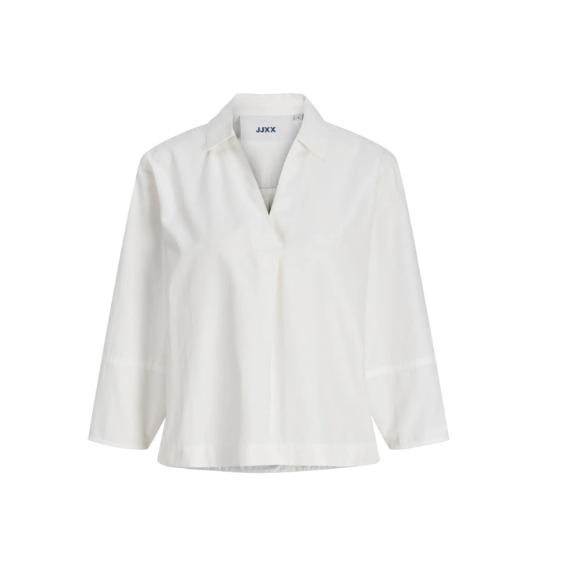 JJXX Caro poplin langærmet bluse - Blanc de Blanc