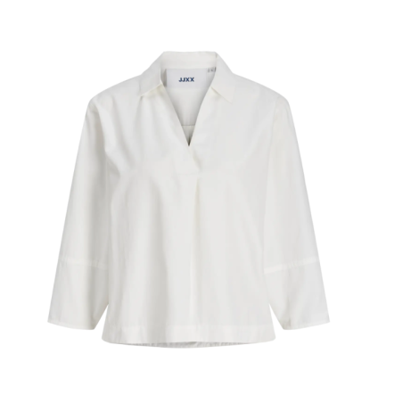 JJXX Caro poplin langærmet bluse - Blanc de Blanc