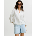 JJXX Caro poplin langærmet bluse - Blanc de Blanc