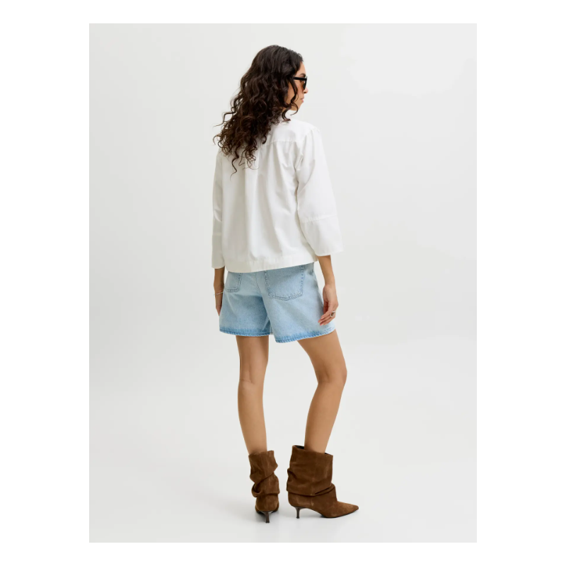 JJXX Caro poplin langærmet bluse - Blanc de Blanc