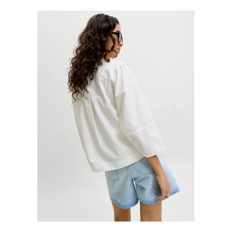 JJXX Caro poplin langærmet bluse - Blanc de Blanc