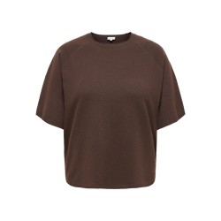 ONLY CARMAKOMA Loyal 2/4 rund hals pullover - Chocolate Torte