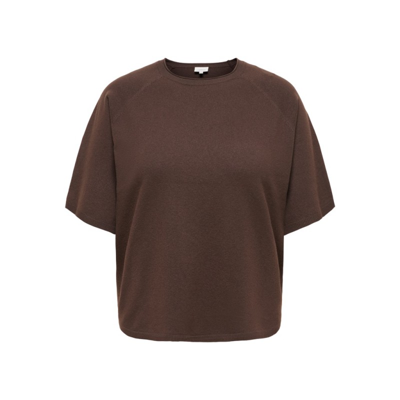 ONLY CARMAKOMA Loyal 2/4 rund hals pullover - Chocolate Torte
