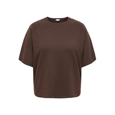 ONLY CARMAKOMA Loyal 2/4 rund hals pullover - Chocolate Torte