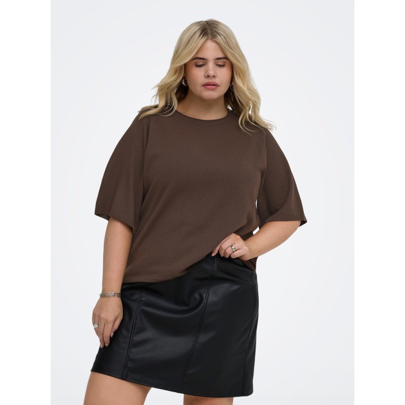 ONLY CARMAKOMA Loyal 2/4 rund hals pullover - Chocolate Torte