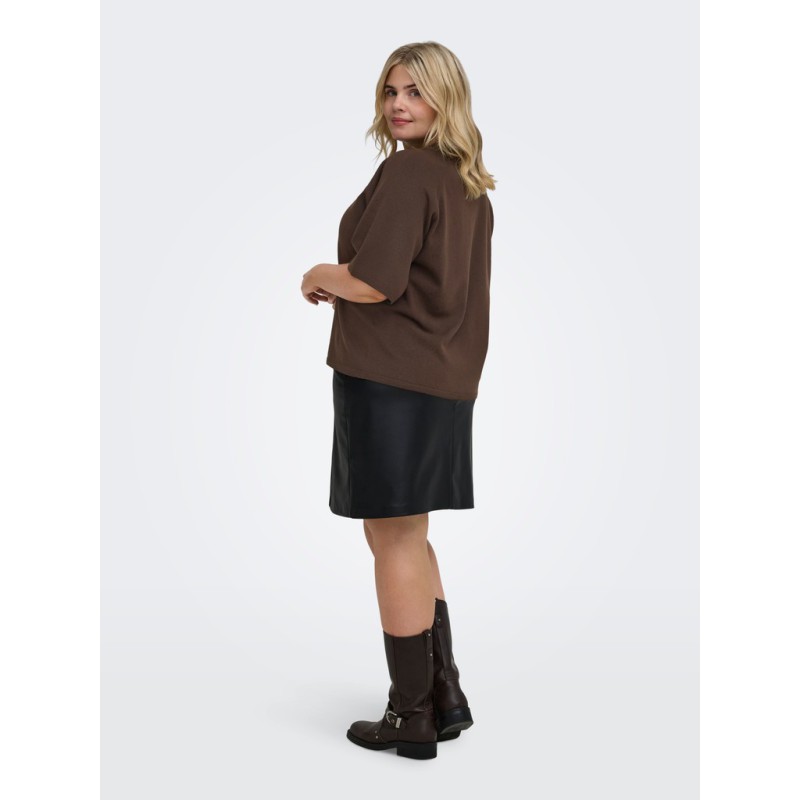 ONLY CARMAKOMA Loyal 2/4 rund hals pullover - Chocolate Torte