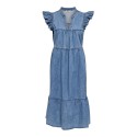 ONLY Shania flæse midi denim kjole - Medium Blue Denim