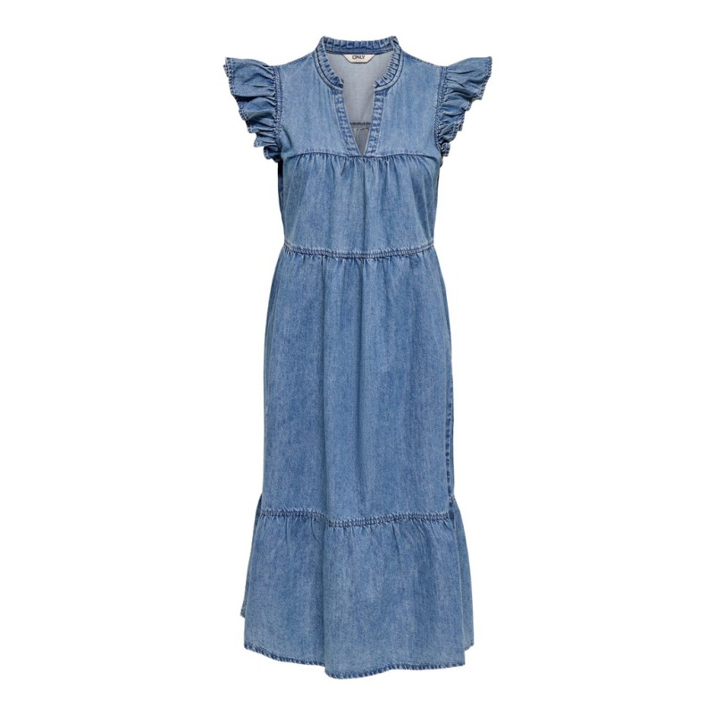 ONLY Shania flæse midi denim kjole - Medium Blue Denim