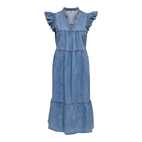 ONLY Shania flæse midi denim kjole - Medium Blue Denim