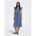 ONLY Shania flæse midi denim kjole - Medium Blue Denim
