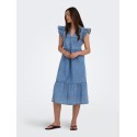 ONLY Shania flæse midi denim kjole - Medium Blue Denim