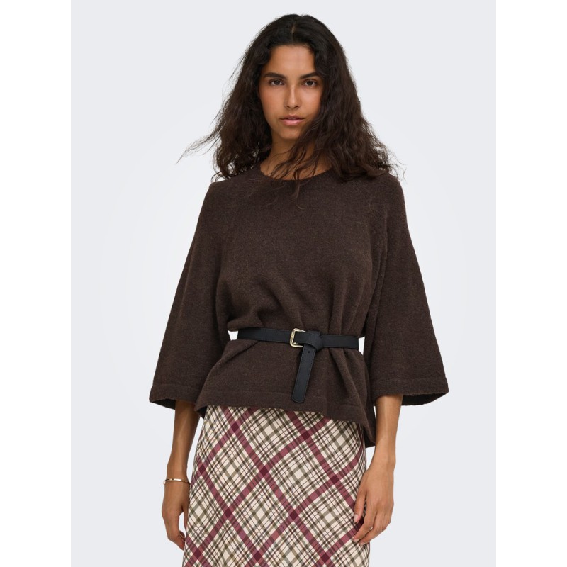 ONLY Simoni 3/4 strik pullover - Coffee Bean
