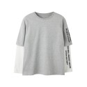NAME IT KIDS Lauge langærmet relaxed top - Grey Melange