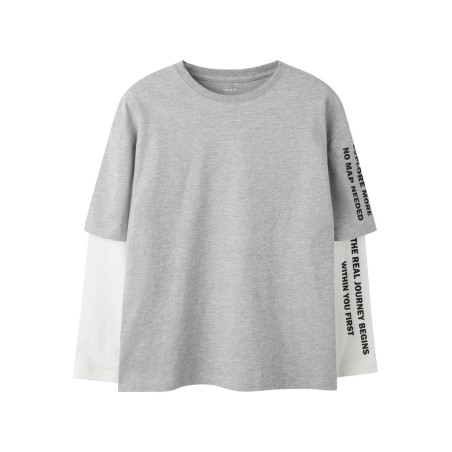 NAME IT KIDS Lauge langærmet relaxed top - Grey Melange